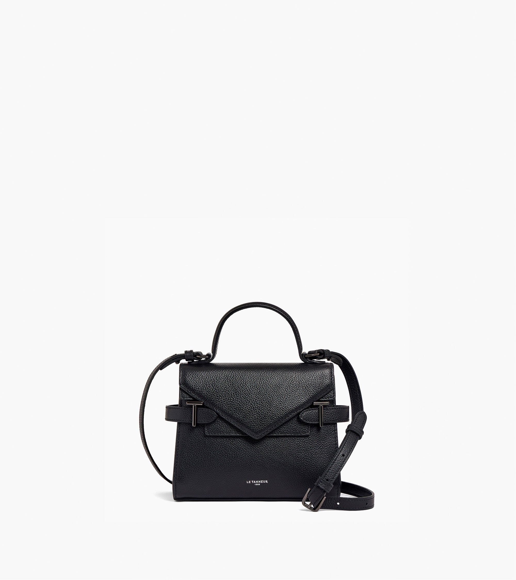 Kleine Handtasche Emilie aus genarbtem Leder mit Doppelklappe
