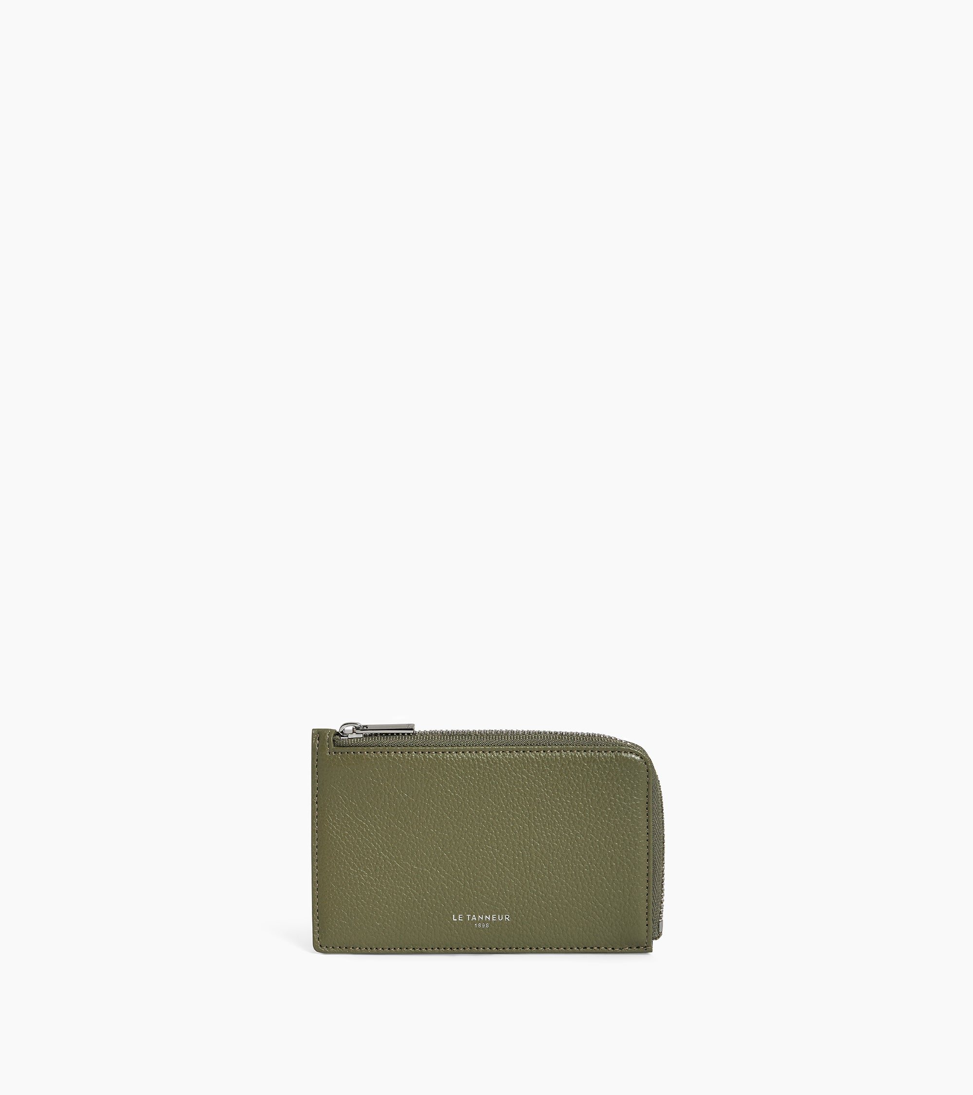Emilie zipped card holder in grained leather