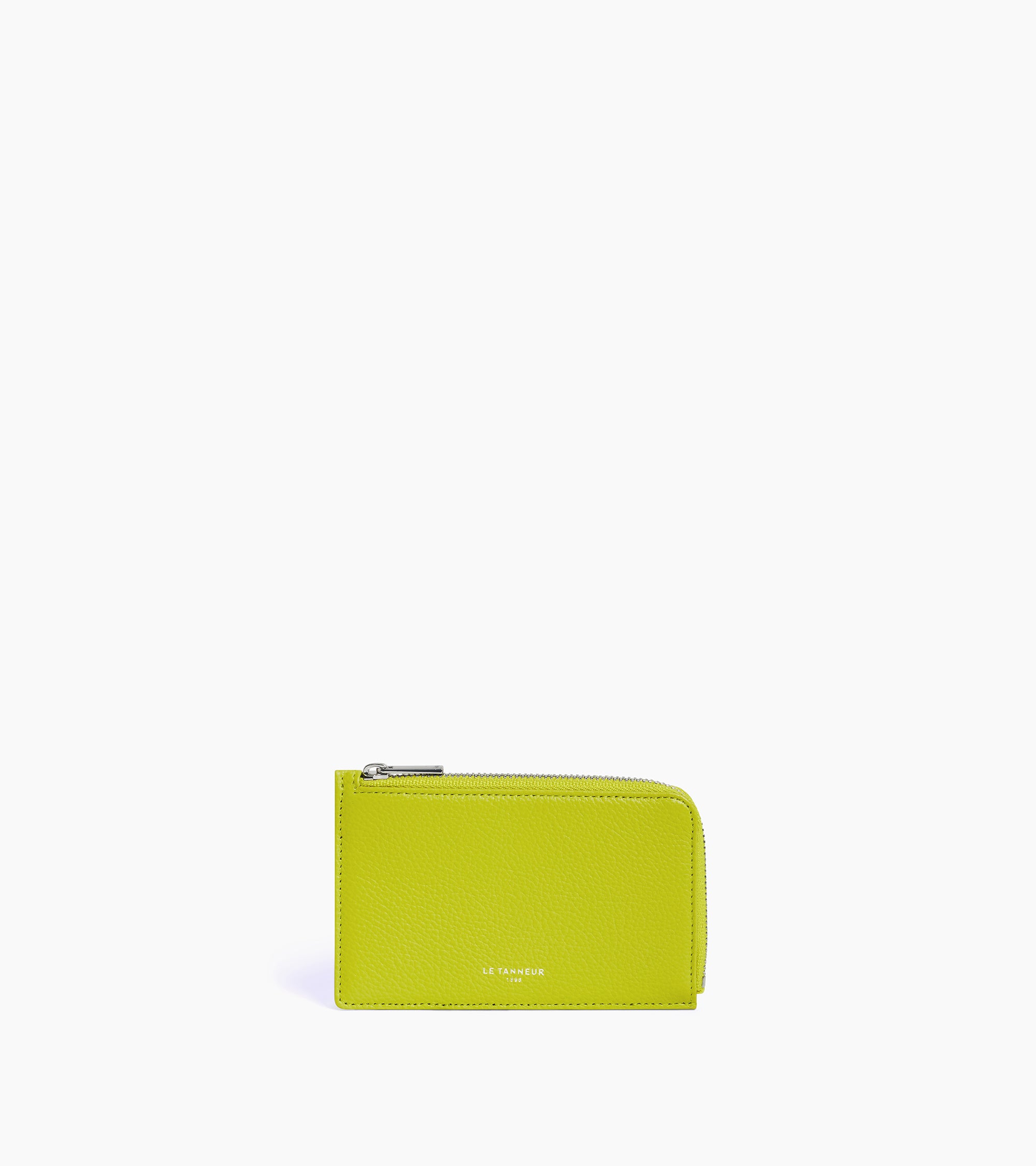 Emilie zipped card holder in grained leather