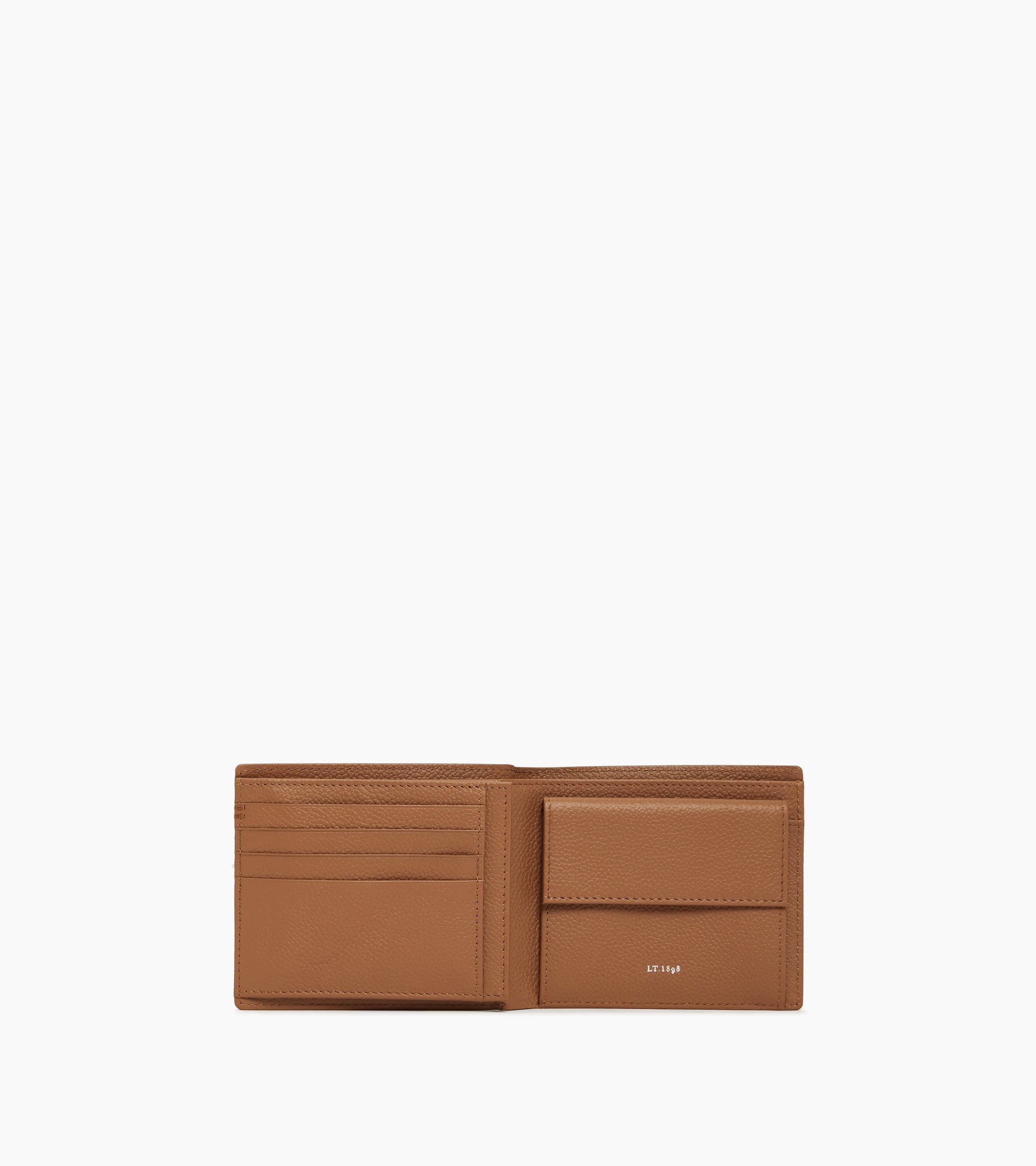 Lucien two-fold wallet with flap in grained leather
