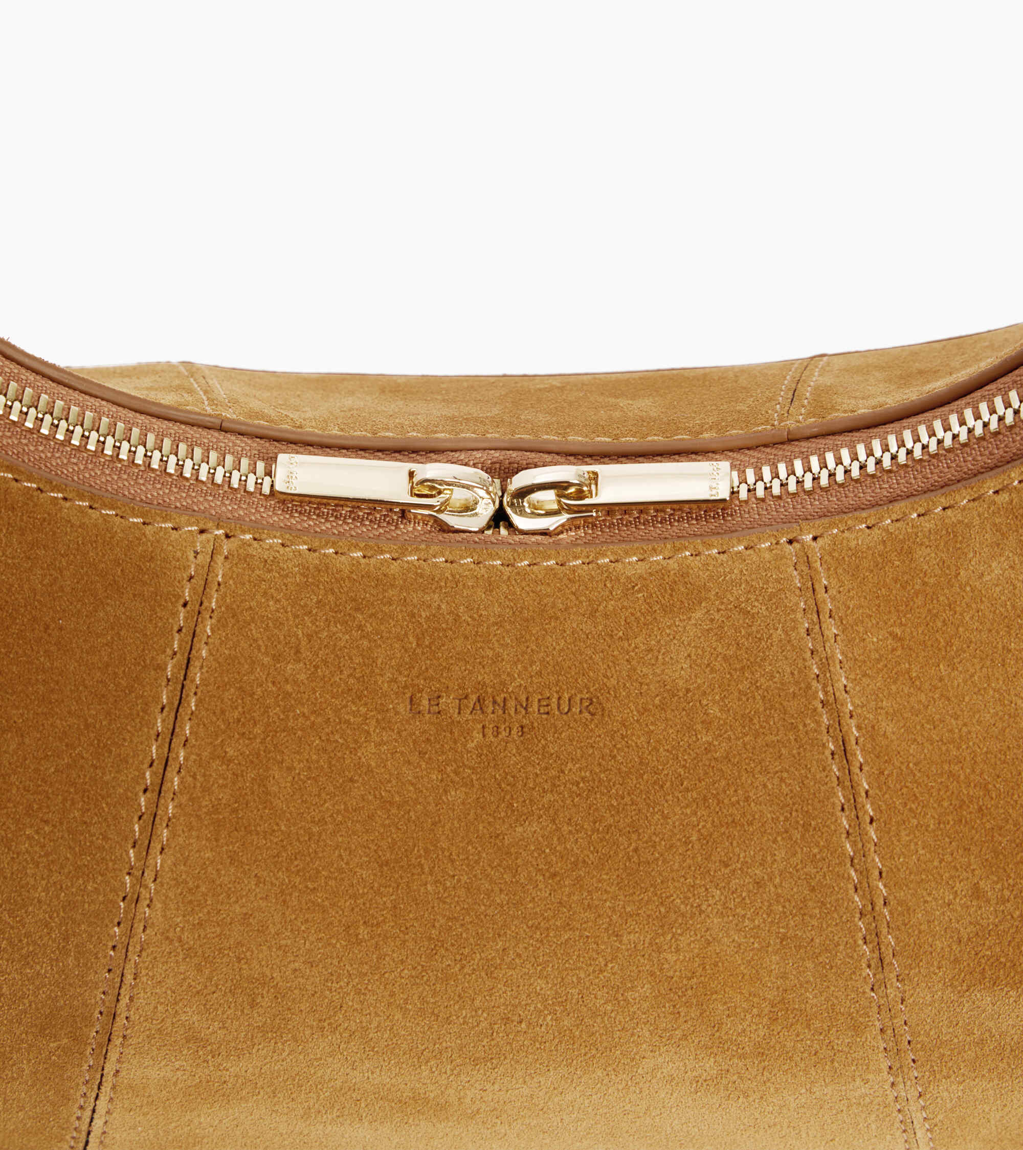 Bolso hobo pequeño Juliette de piel serraje con acabado de terciopelo
