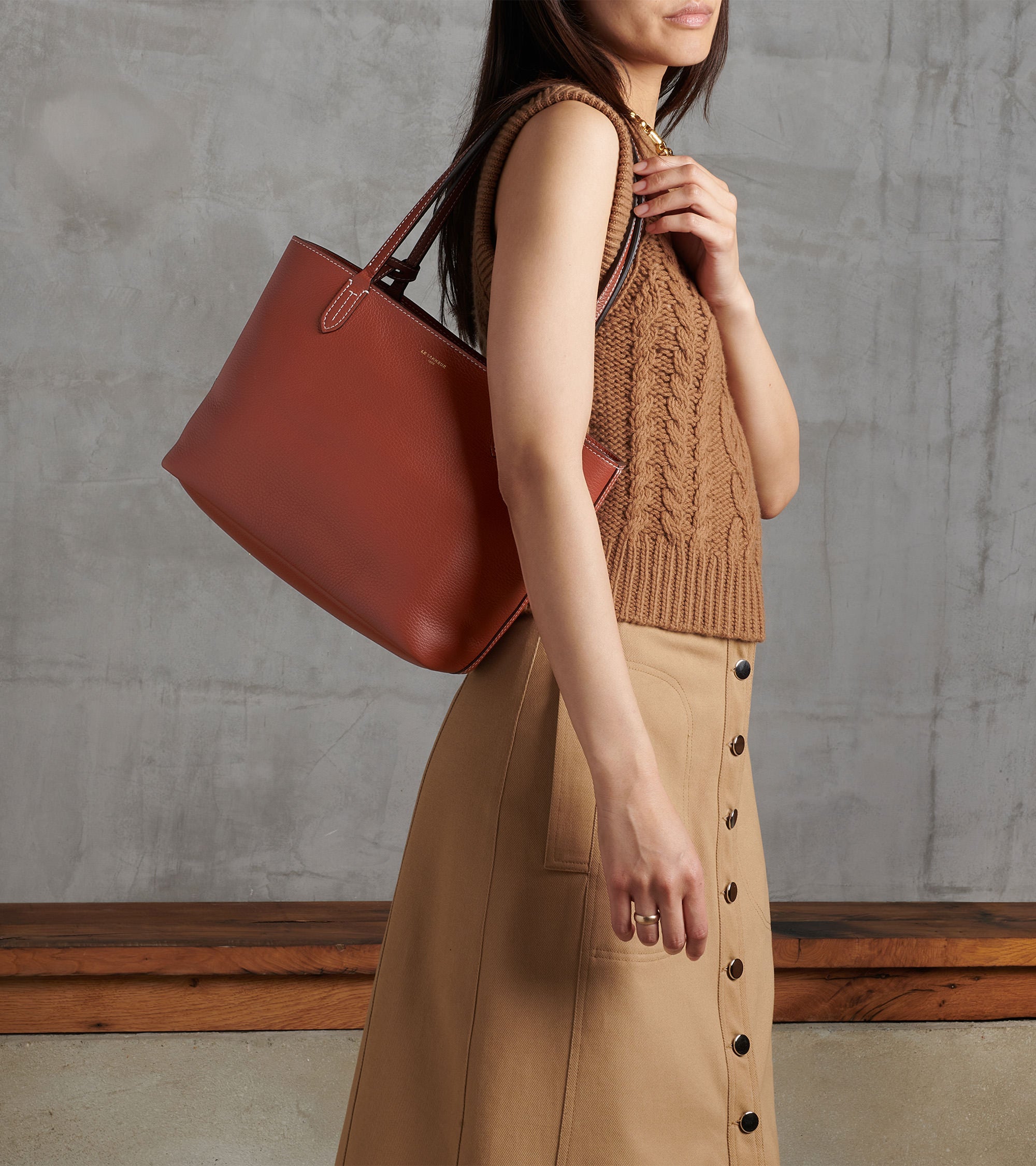 Louise small tote bag in pebbled leather