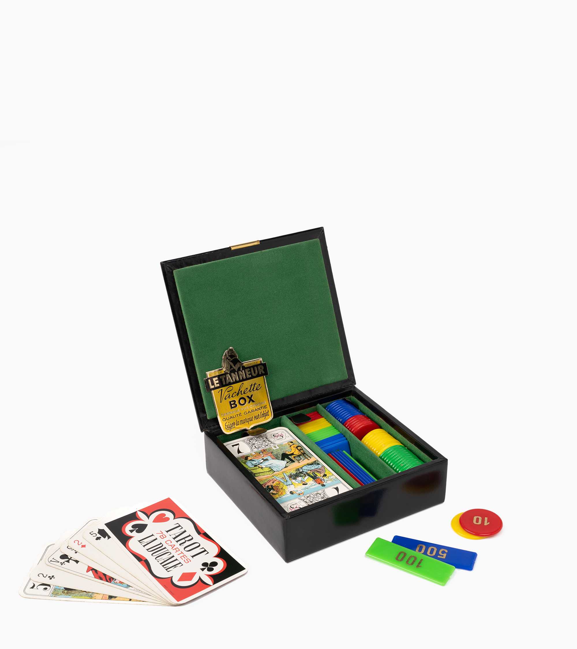 Kleine Spiel-Schatulle aus Leder
