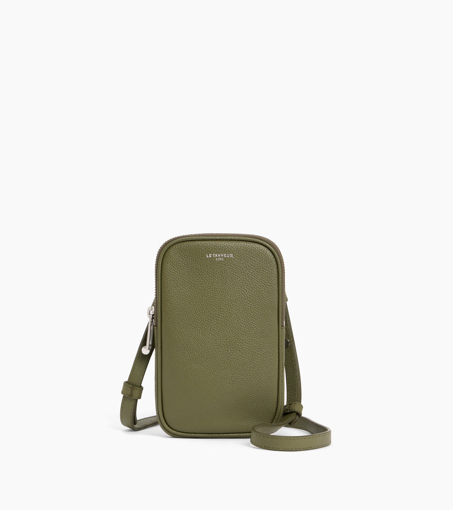 Etui téléphone en cuir grainé