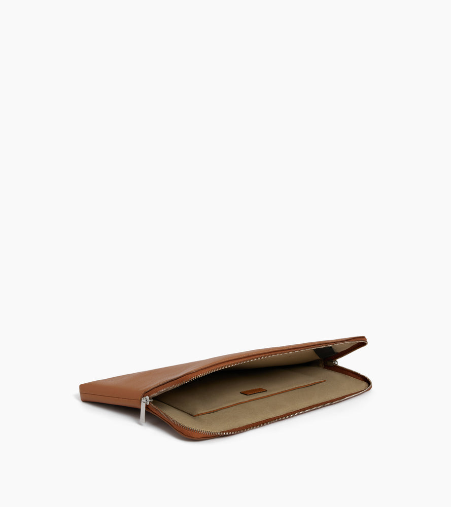14" laptop sleeve in grained leather