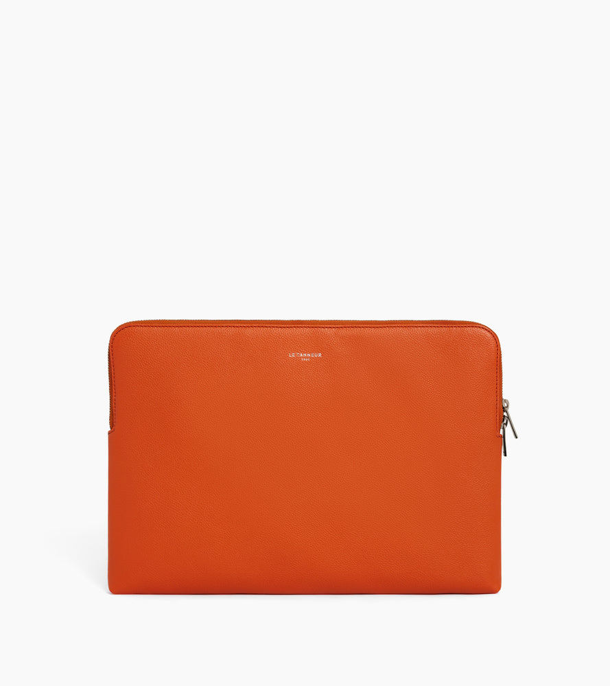 14" laptop sleeve in grained leather