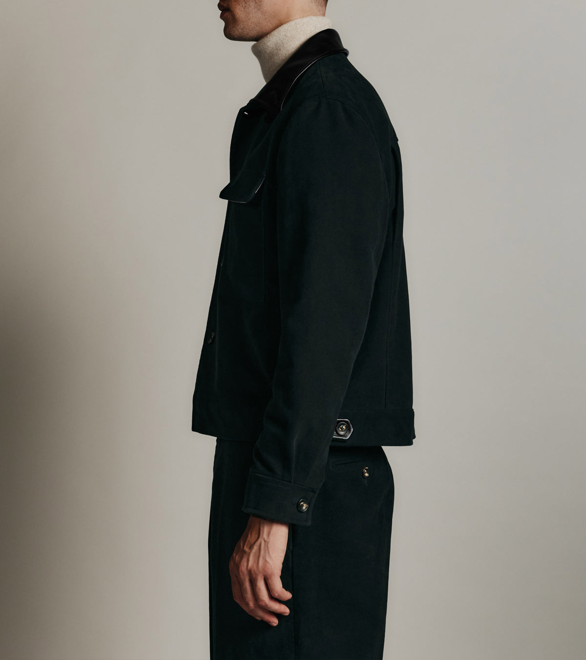 Blouson Le Tanneur x HAST en cuir lisse et toile coton