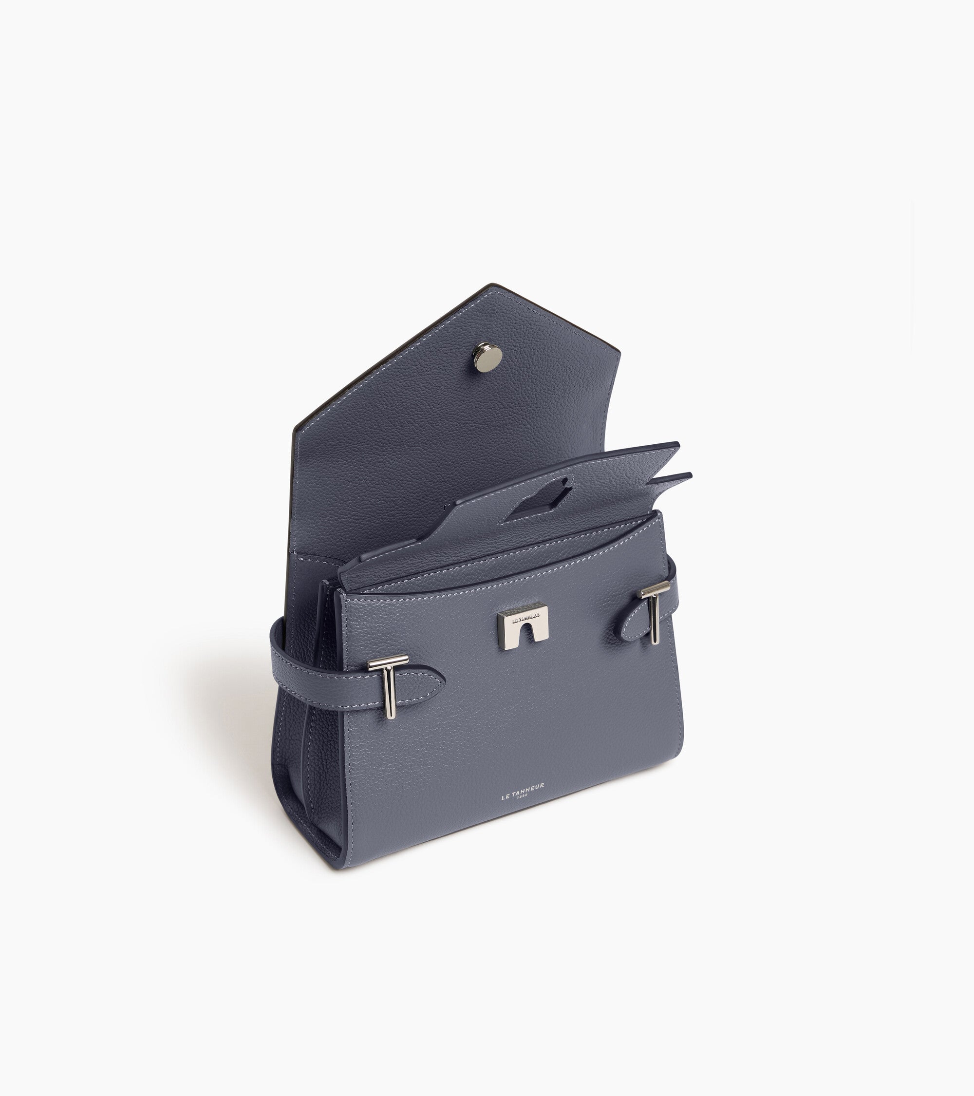 Kleine Handtasche Emilie aus genarbtem Leder mit Doppelklappe