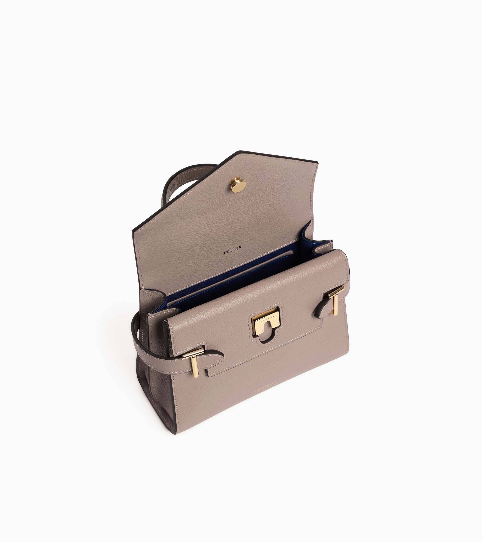 Kleine Handtasche Emilie aus genarbtem Leder mit Doppelklappe