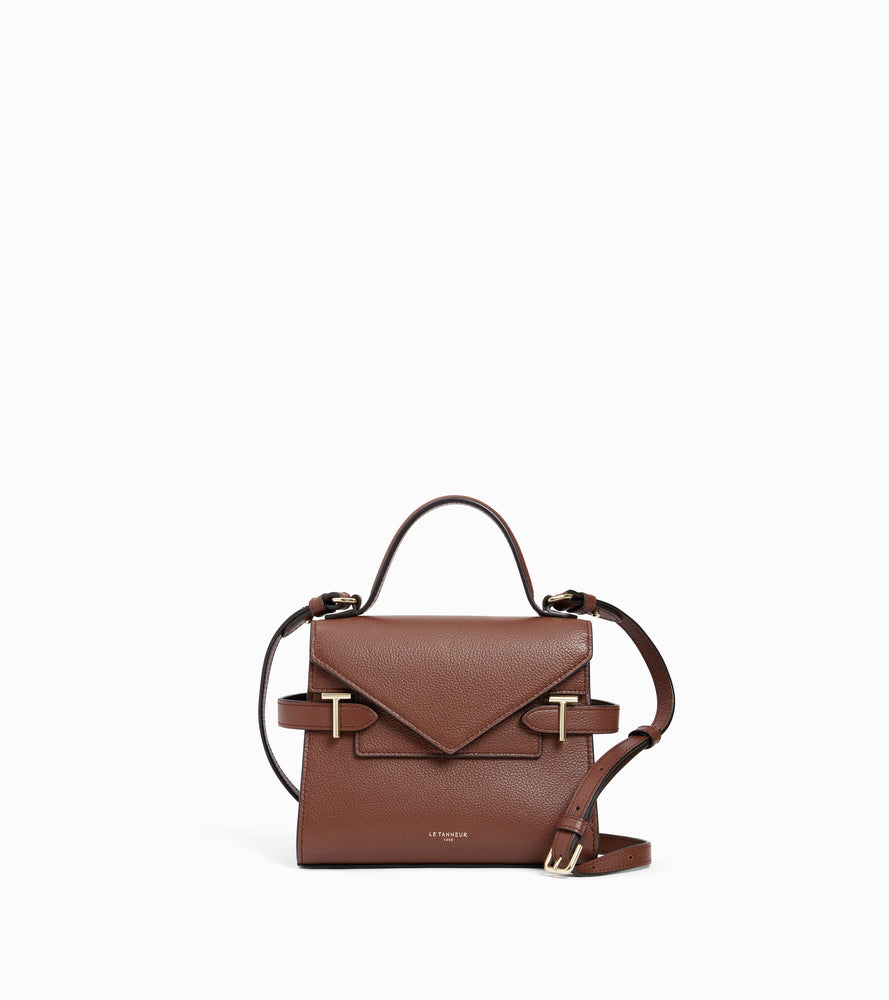 Kleine Handtasche Emilie aus genarbtem Leder mit Doppelklappe