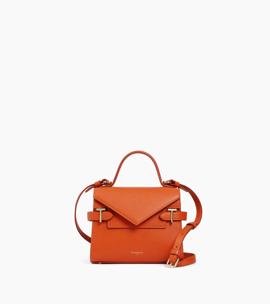 Kleine Handtasche Emilie aus genarbtem Leder mit Doppelklappe
