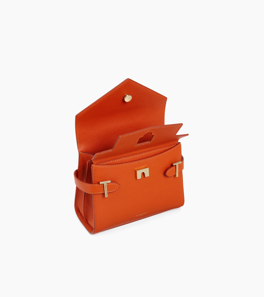 Kleine Handtasche Emilie aus genarbtem Leder mit Doppelklappe