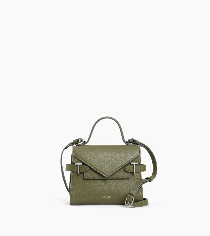 Emilie small handbag with double flap in grained leather