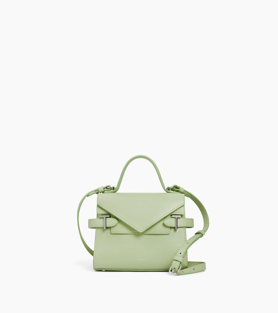 Kleine Handtasche Emilie aus genarbtem Leder mit Doppelklappe