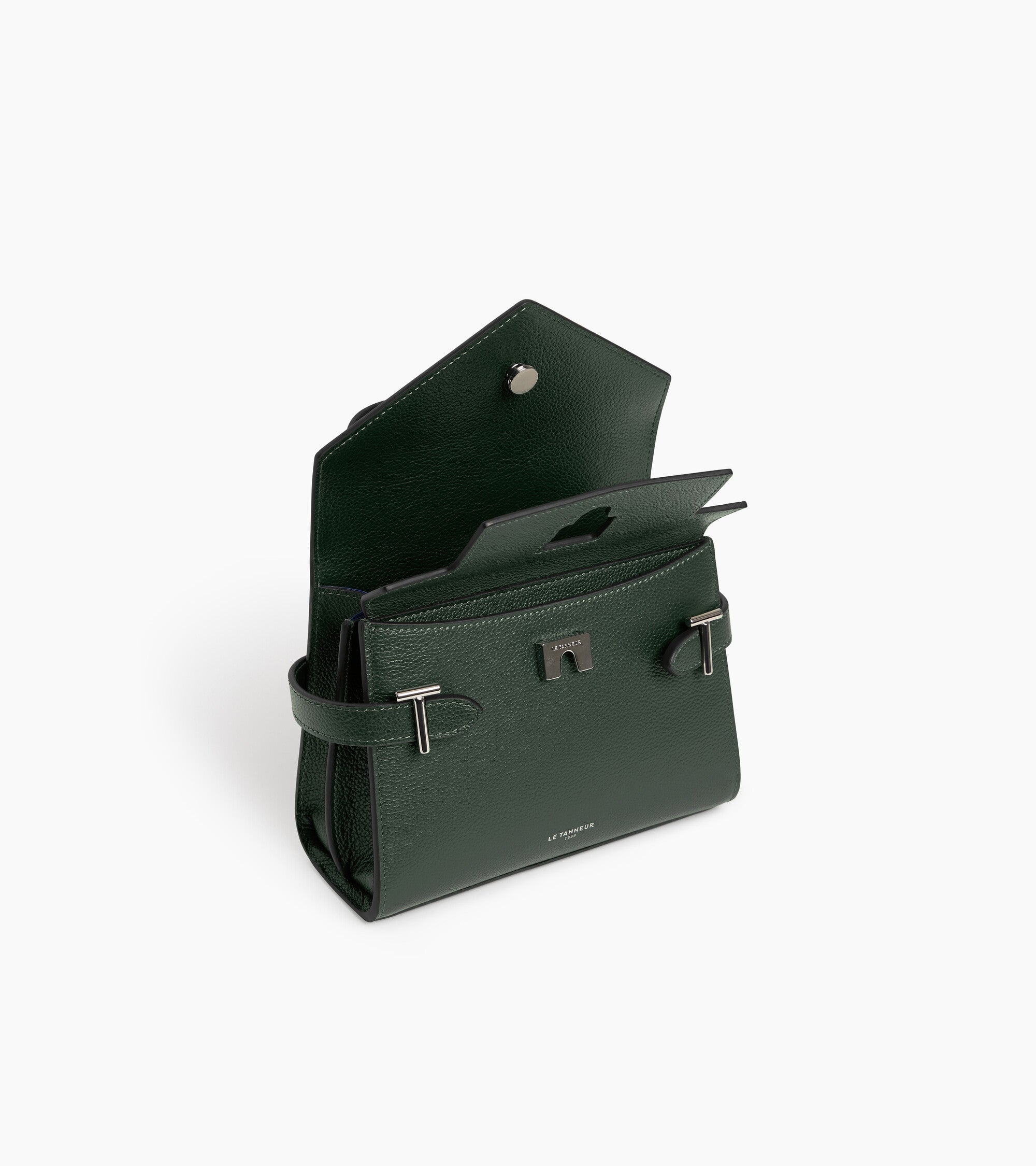 Kleine Handtasche Emilie aus genarbtem Leder mit Doppelklappe
