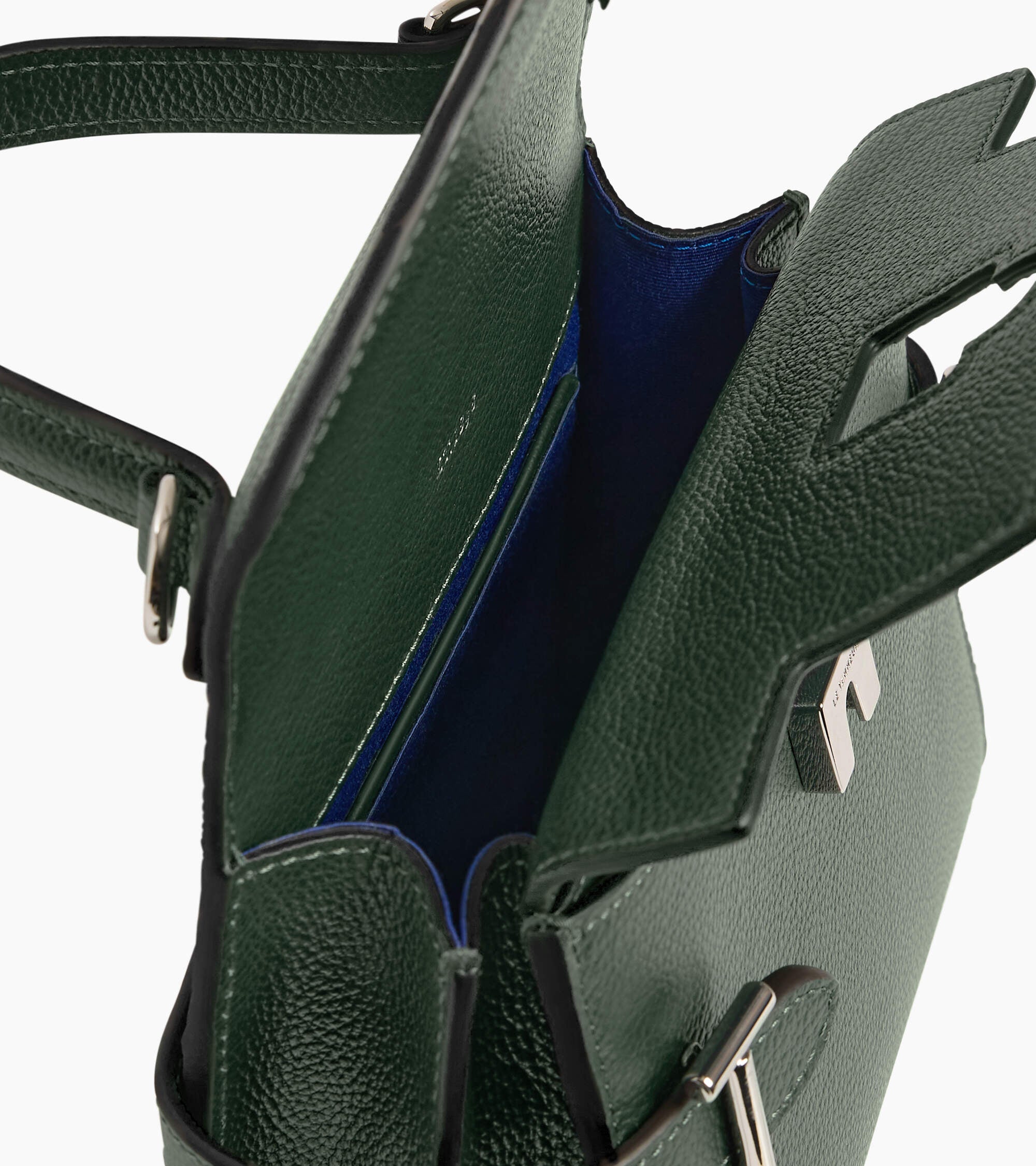 Kleine Handtasche Emilie aus genarbtem Leder mit Doppelklappe