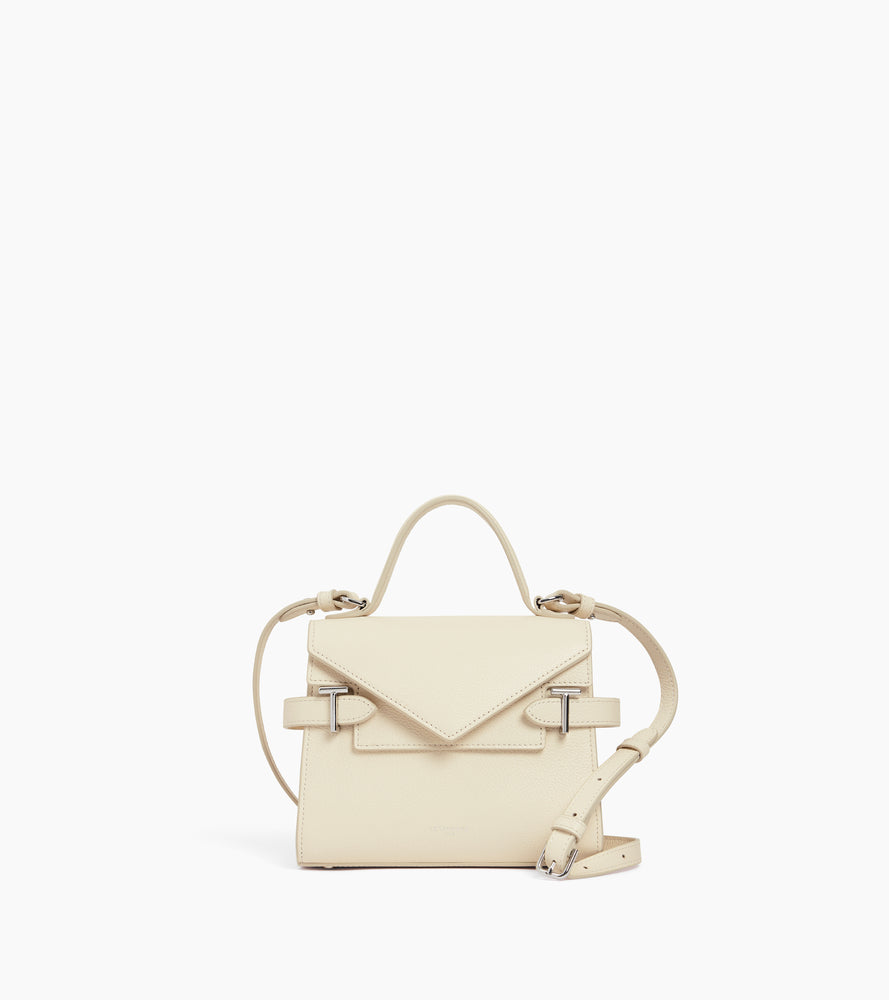 Kleine Handtasche Emilie aus genarbtem Leder mit Doppelklappe