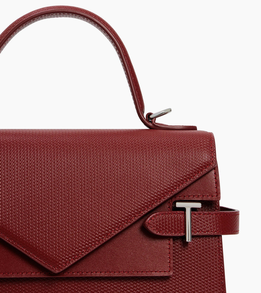 Sac à main double rabat moyen modèle Emilie en cuir signature T