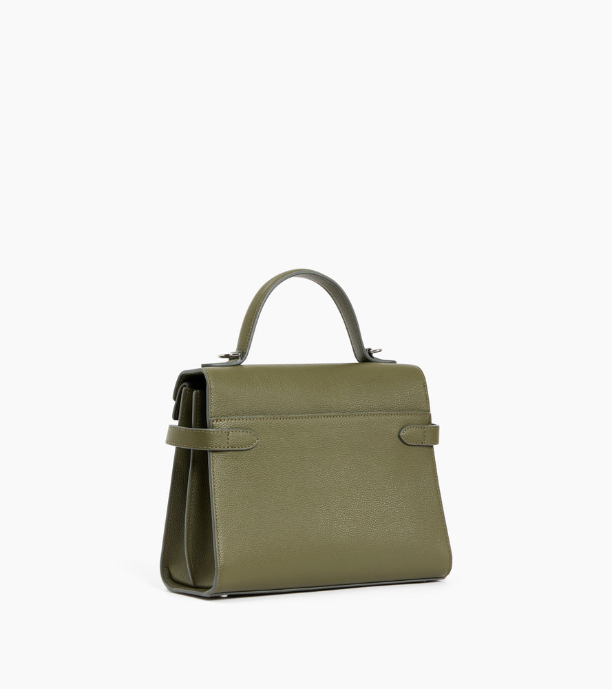 Sac à main double rabat moyen modèle Emilie en cuir grainé