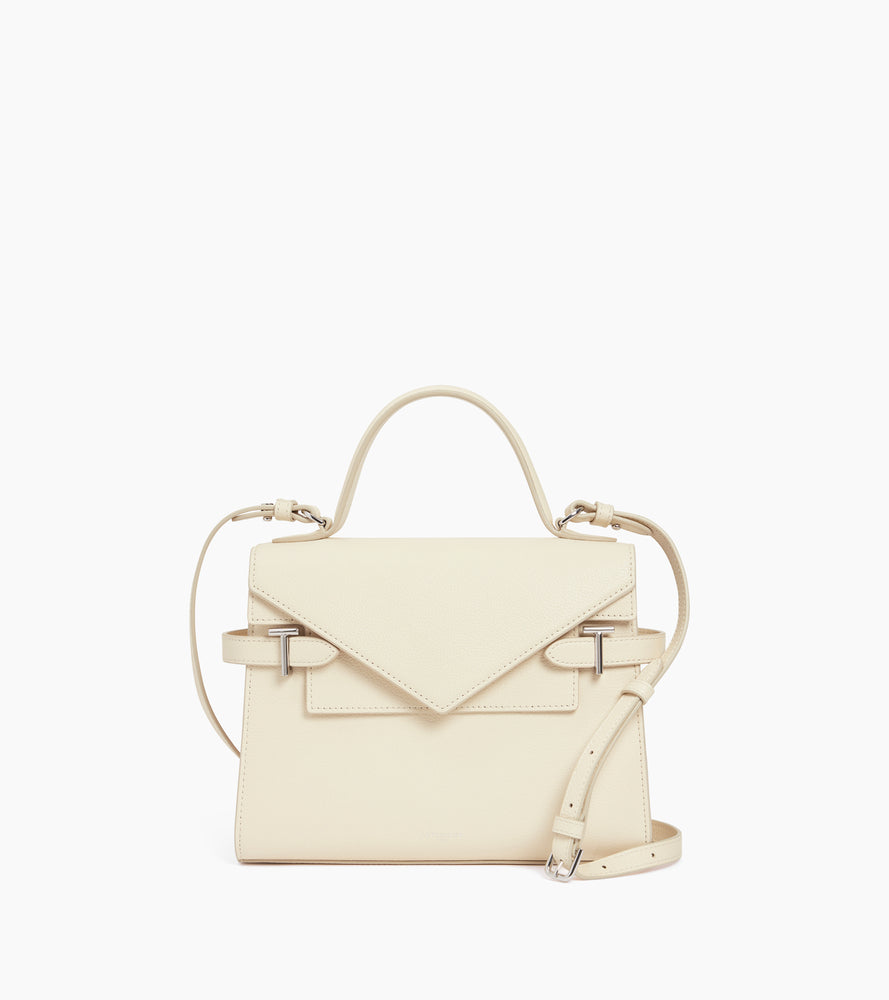 Mittelgroße Handtasche Emilie aus genarbtem Leder mit Doppelklappe