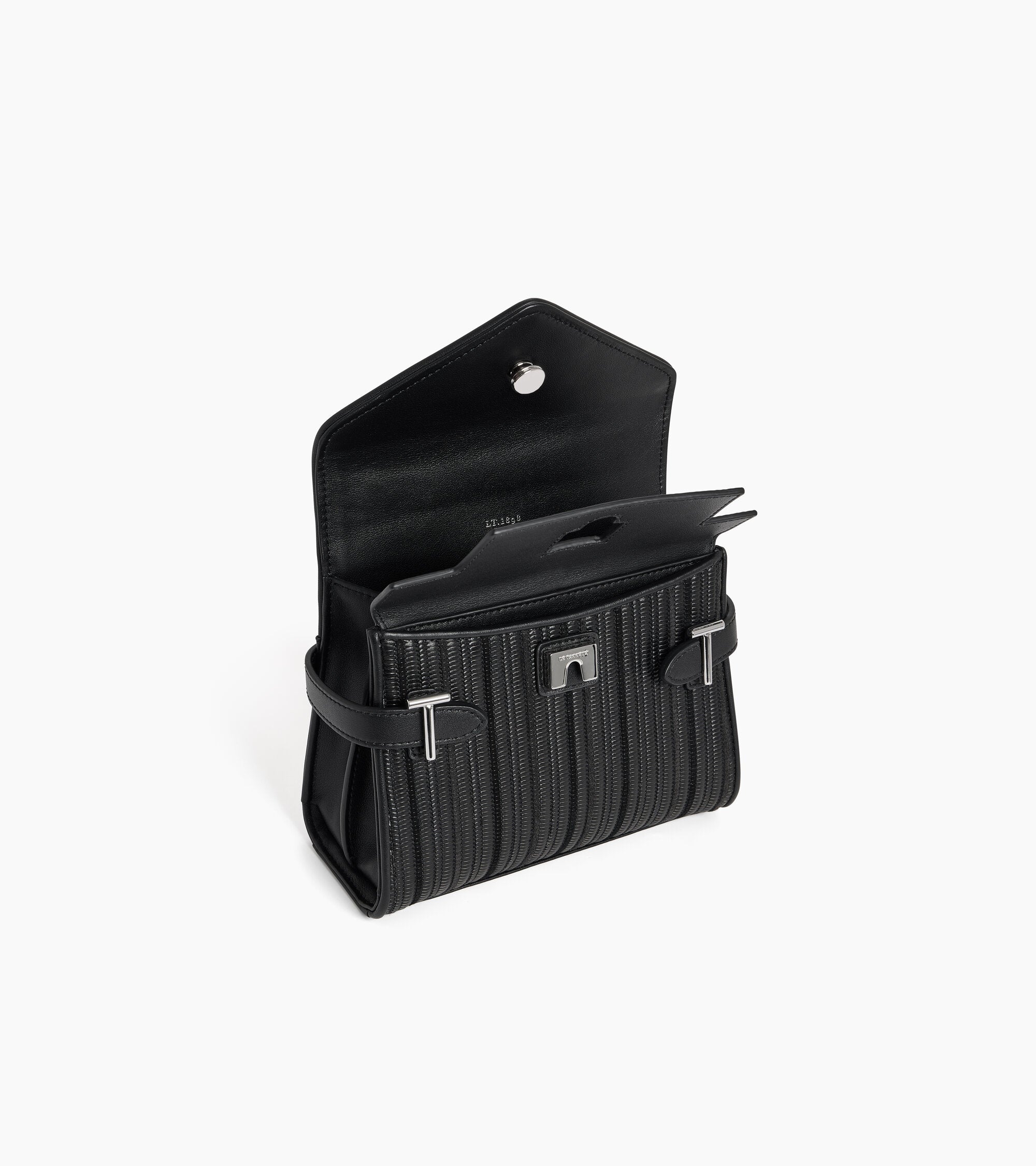 Kleine Handtasche mit Doppelklappe Emilie aus wiederverwendetem geflochtenem Leder