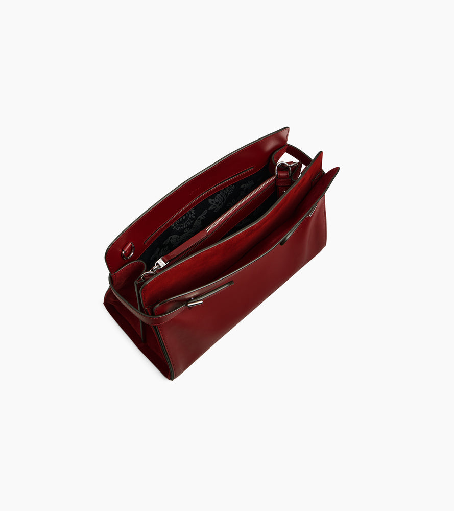 Sac porté épaule grand modèle Emie en cuir lisse et nubuck