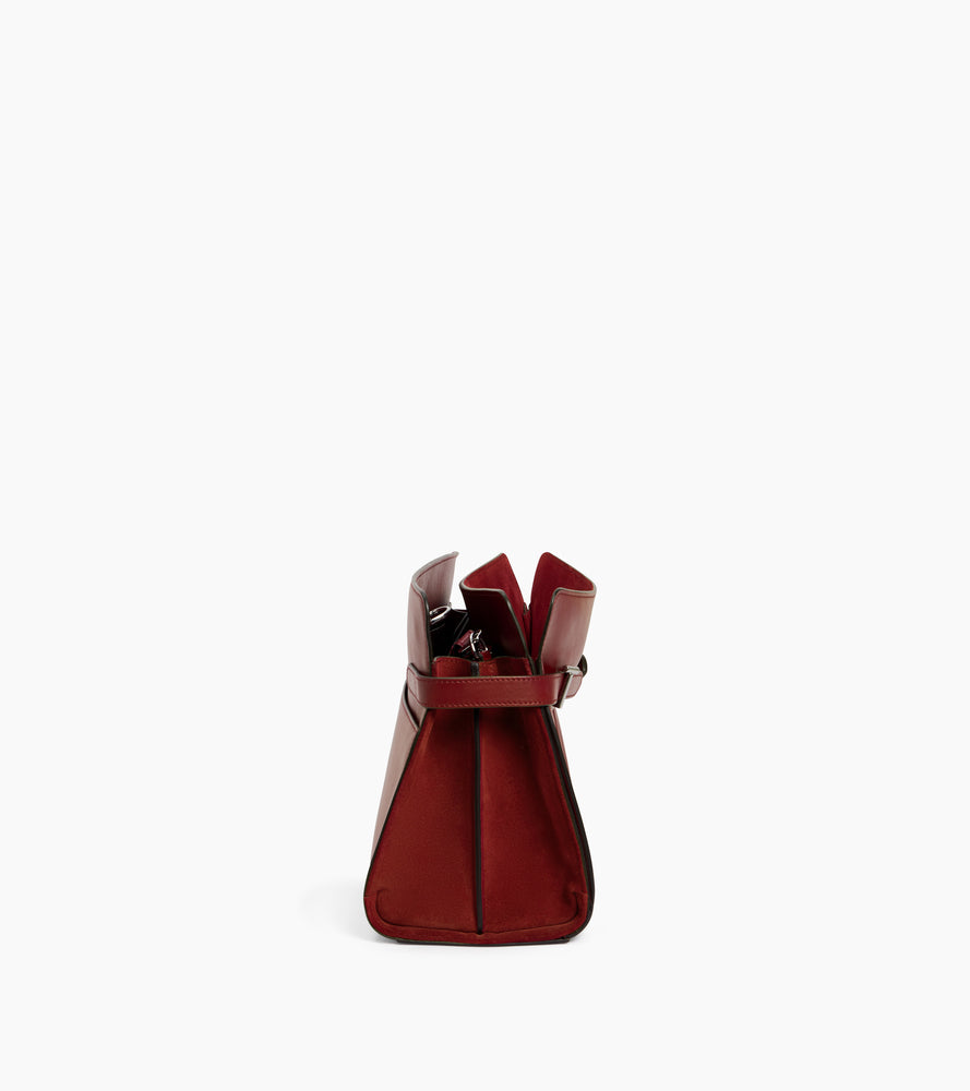 Sac porté épaule grand modèle Emie en cuir lisse et nubuck