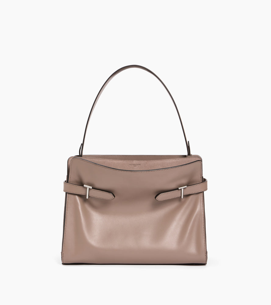 Schultertasche großes Modell Emie aus glattem Leder und Nubukleder