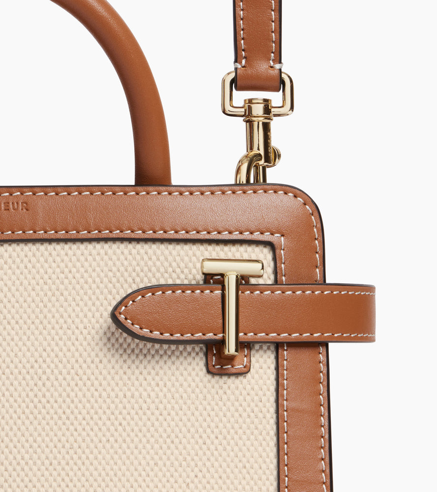 Kleine Handtasche Emilie aus Baumwollcanvas und Glattleder