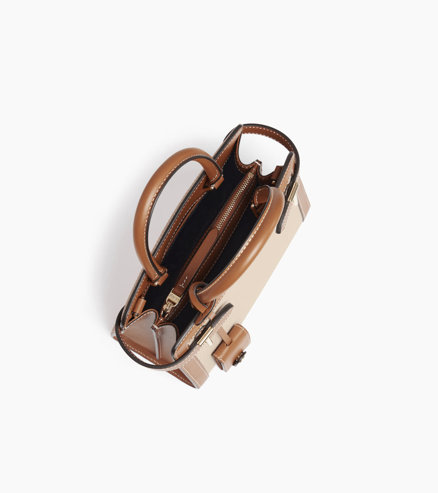 Kleine Handtasche Emilie aus Baumwollcanvas und Glattleder