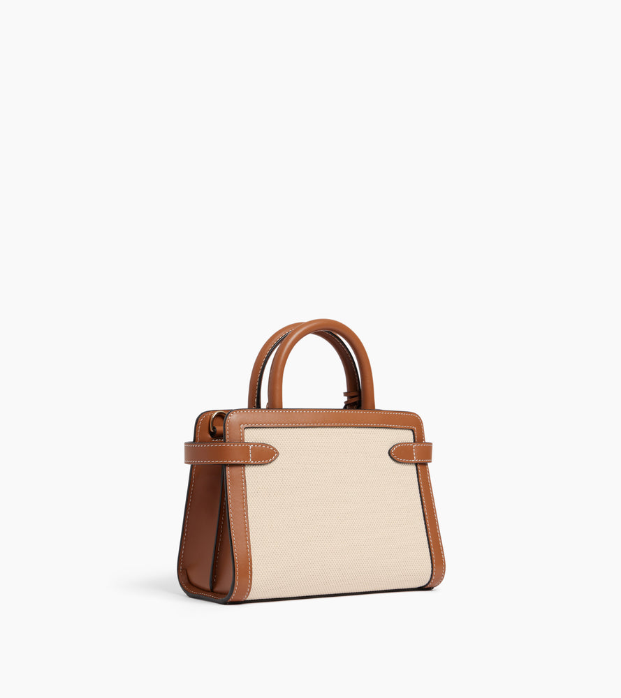 Kleine Handtasche Emilie aus Baumwollcanvas und Glattleder