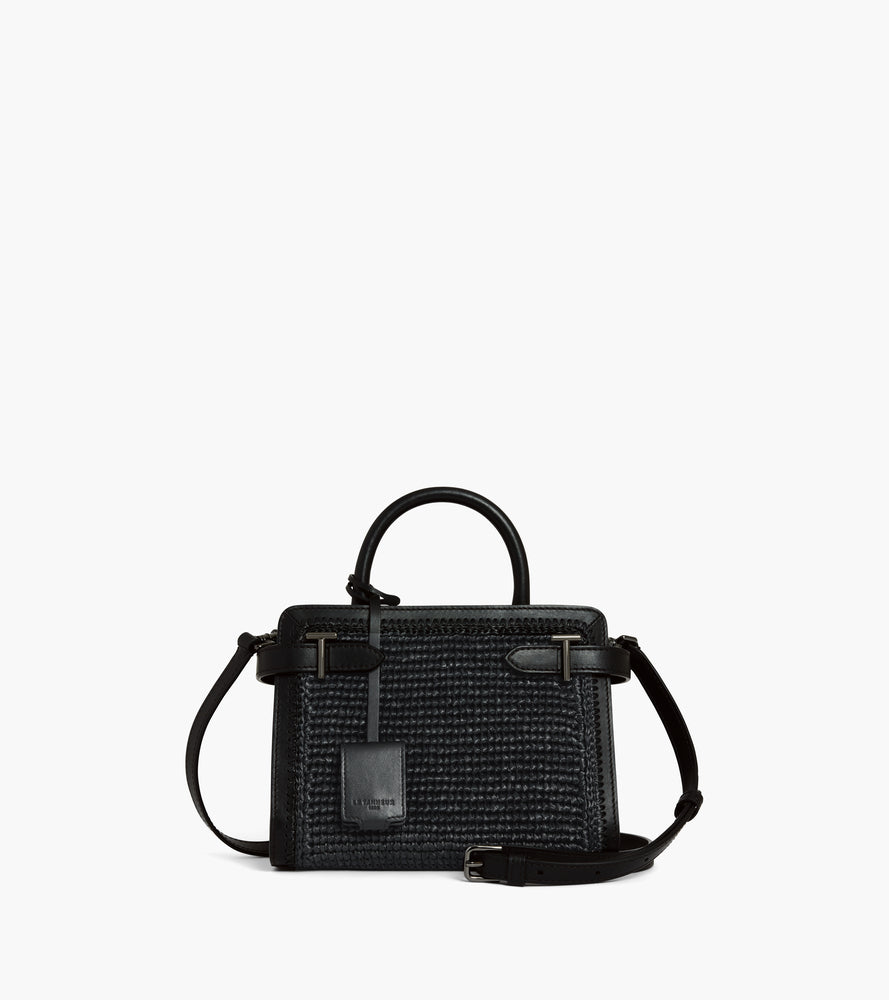 Kleine Handtasche Emilie aus Glattleder in Raffia-Optik