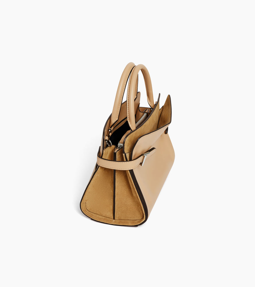 Mittelgroße Handtasche Emie aus Glatt- und Nubukleder