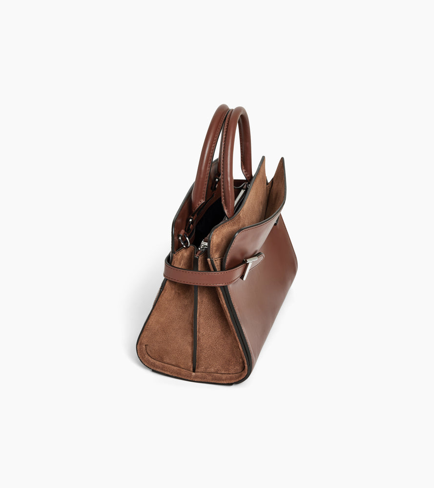 Mittelgroße Handtasche Emie aus Glatt- und Nubukleder
