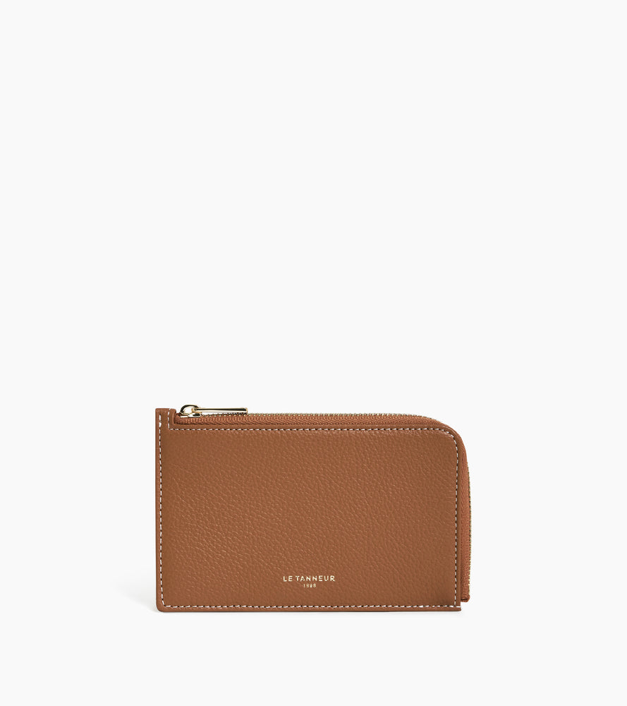 Porte cartes zippé Emilie en cuir grainé