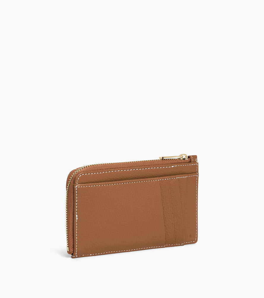 Porte cartes zippé Emilie en cuir grainé