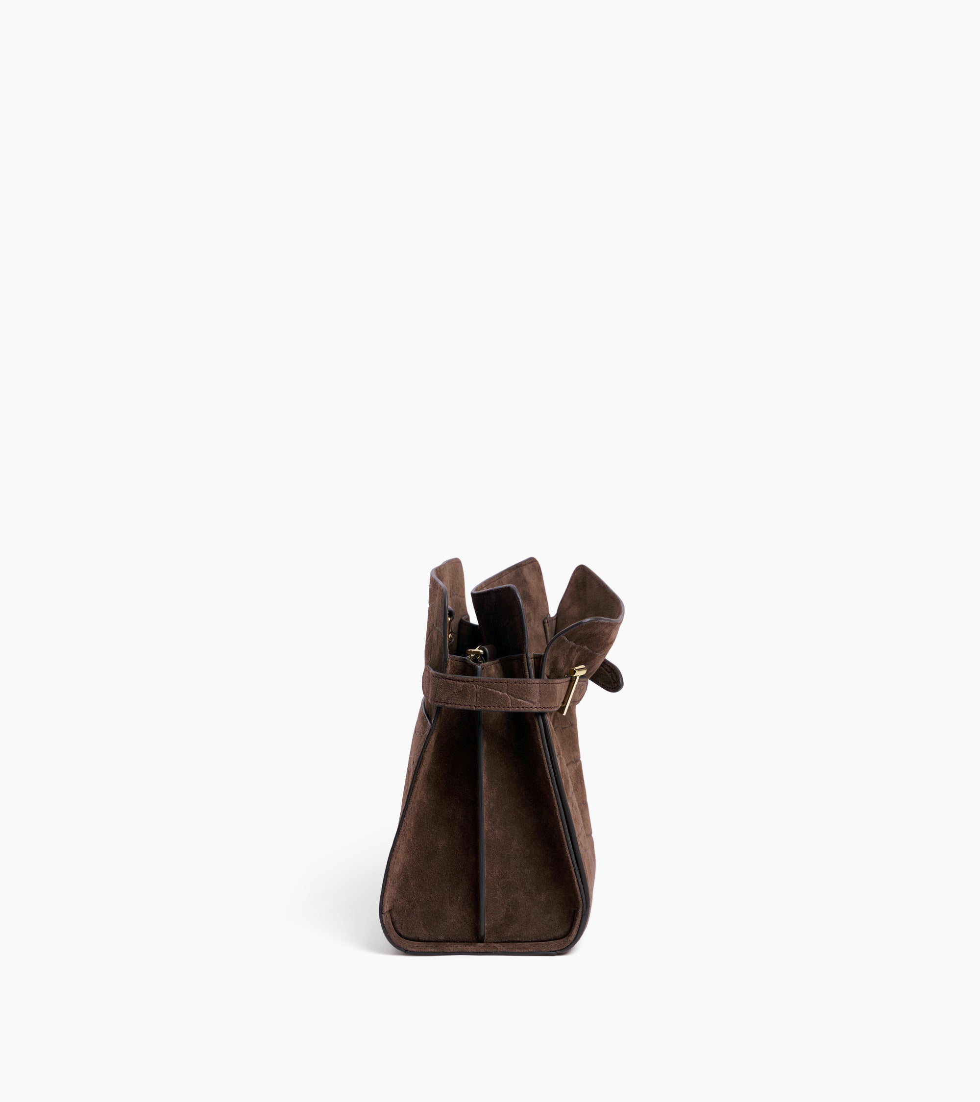 Sac porté épaule grand modèle Emie en cuir refente de velours embossé effet crocodile
