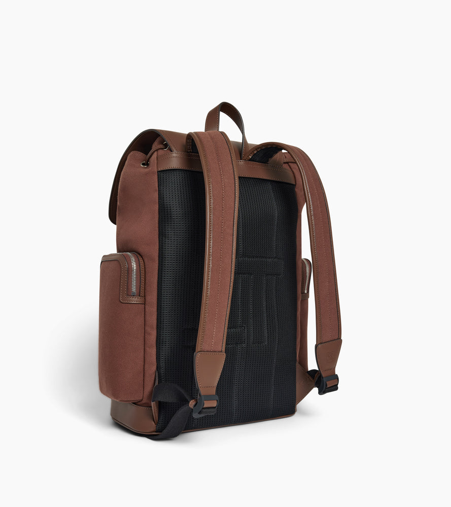 Rucksack mit Umschlag Maurice aus Baumwoll-Canvas und Glattleder