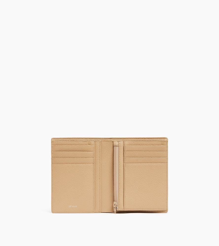 Emile zipped vertical wallet in grained leather
