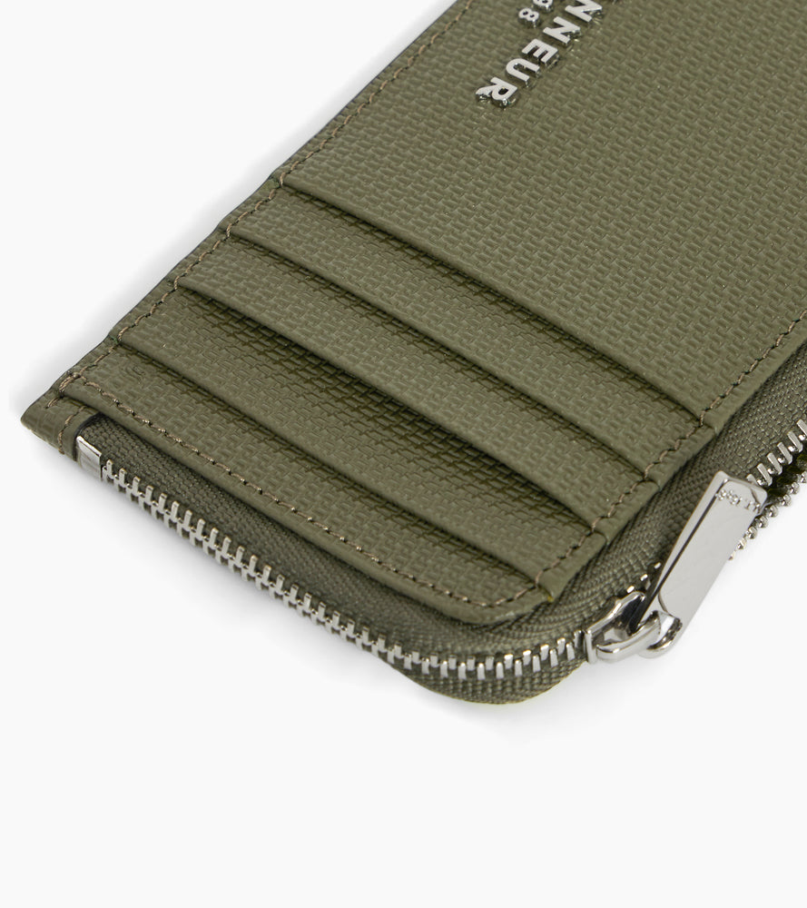 Porte carte large zippé Emile en cuir signature T