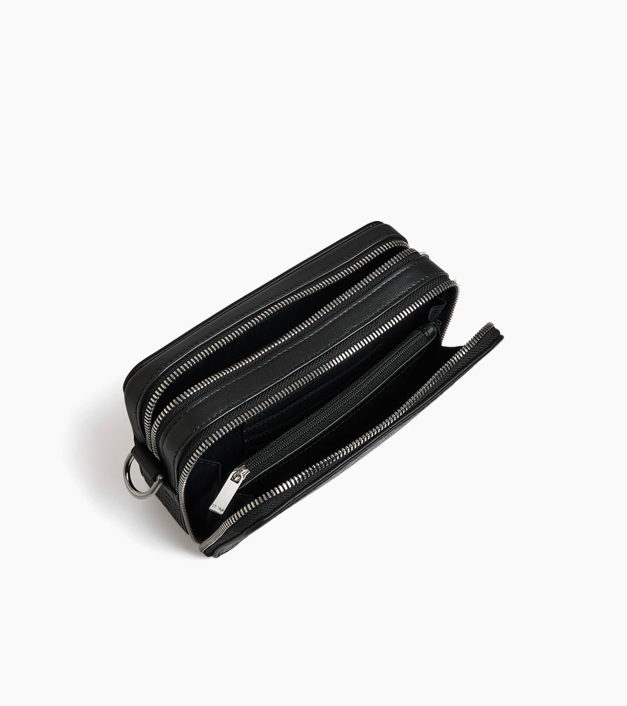 Emile small 2-compartment satchel in embossed and smooth leather