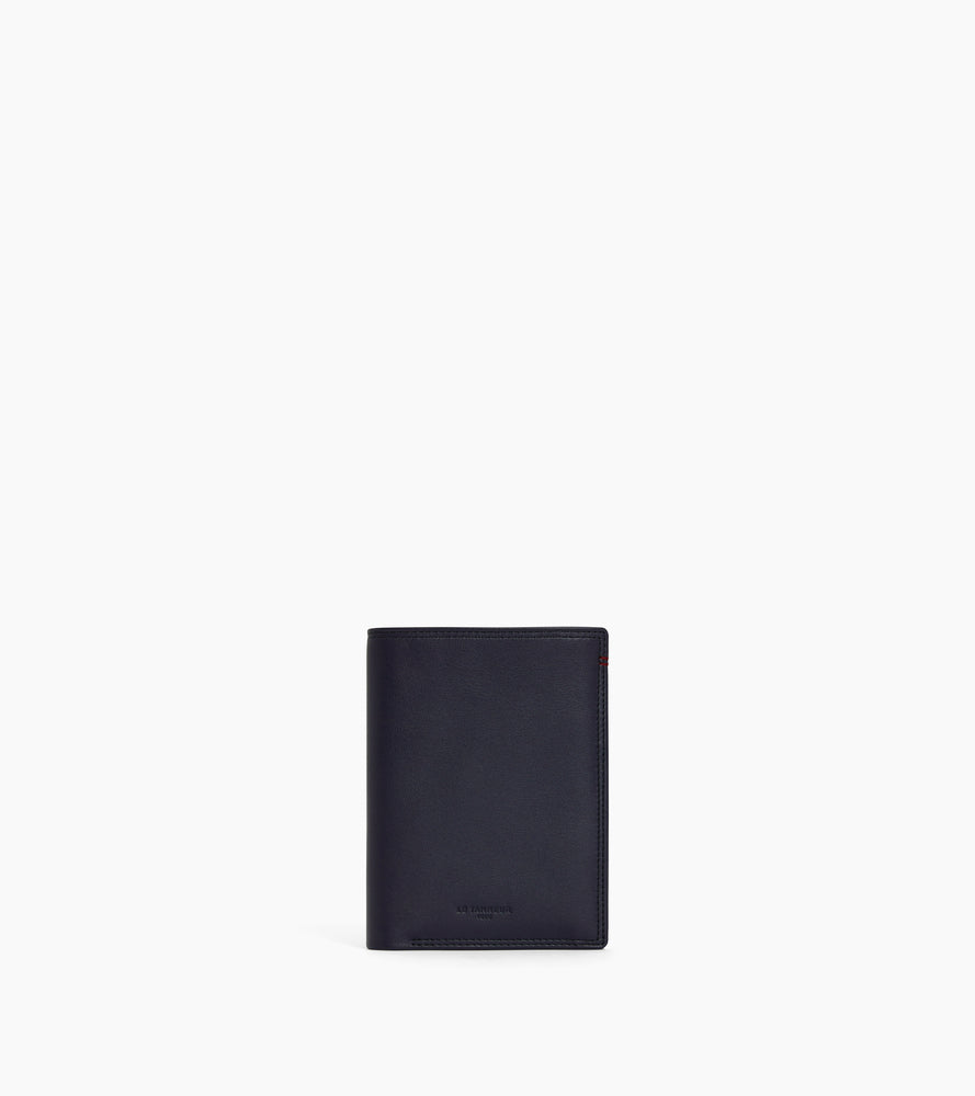 Portefeuille vertical moyen modèle zippé 2 volets Martin en cuir lisse