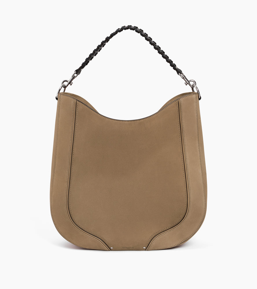 Mittelgroße Hobo-Tasche Juliette aus Glattleder und Nubukleder