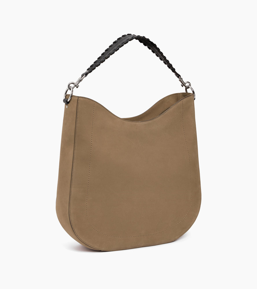 Mittelgroße Hobo-Tasche Juliette aus Glattleder und Nubukleder