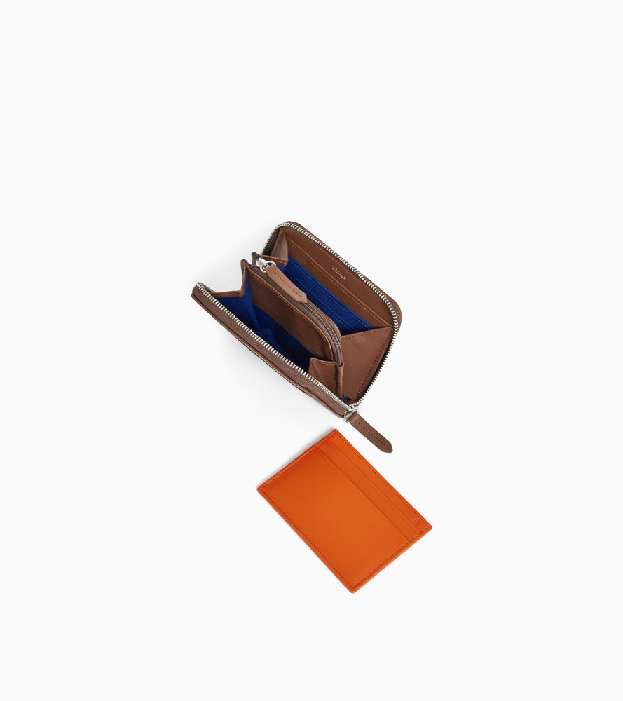 Zipped wallet with removable card holder Charlotte in smooth leather
