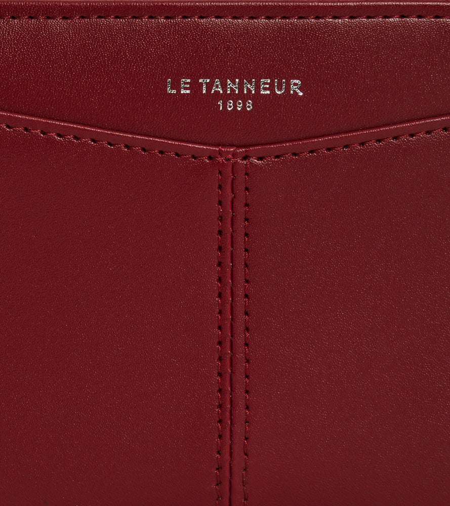 Porte monnaie zippé avec porte cartes amovible Charlotte en cuir lisse