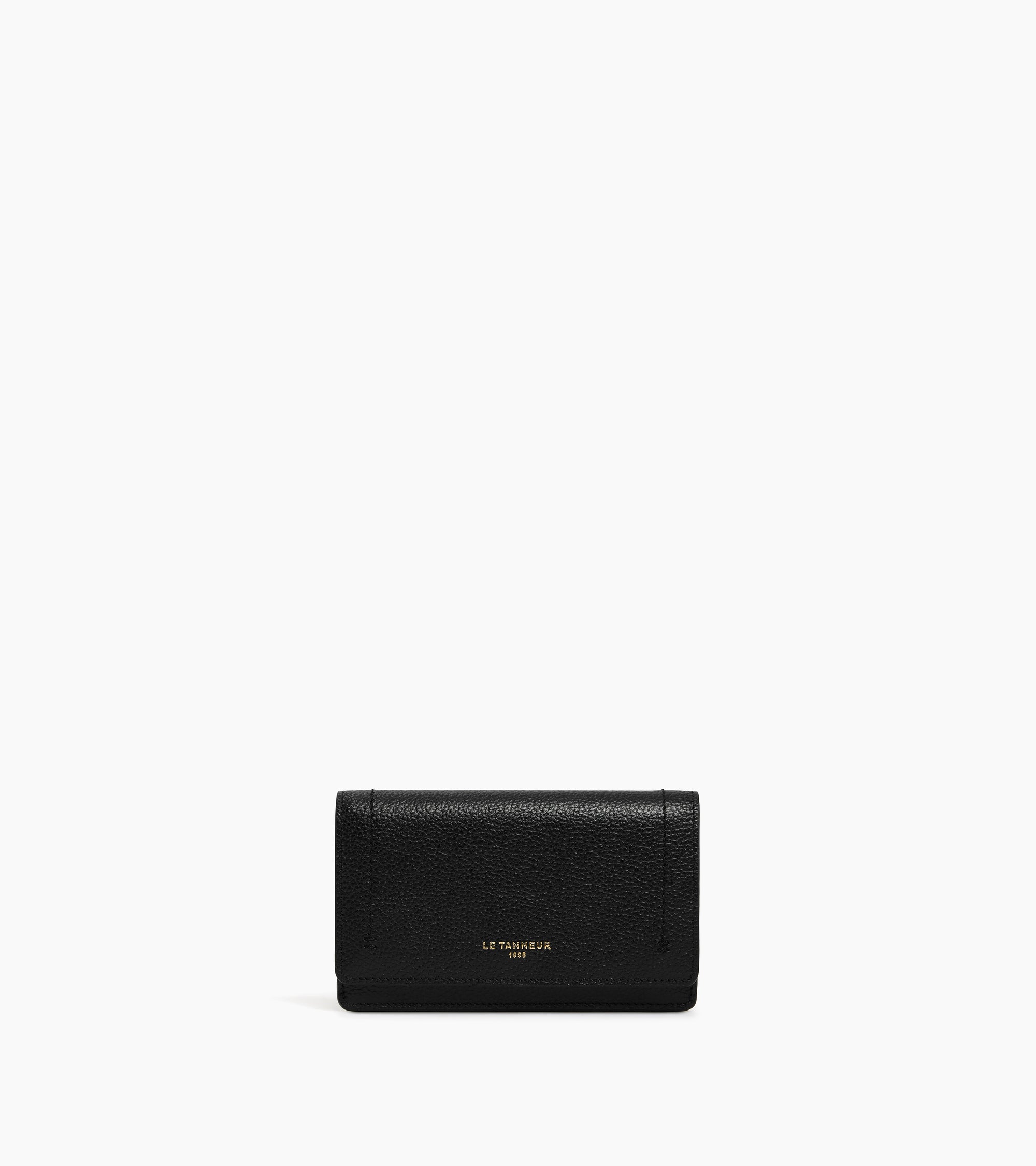 Tarjetero pequeño mediano con solapa Louison de piel granulada
