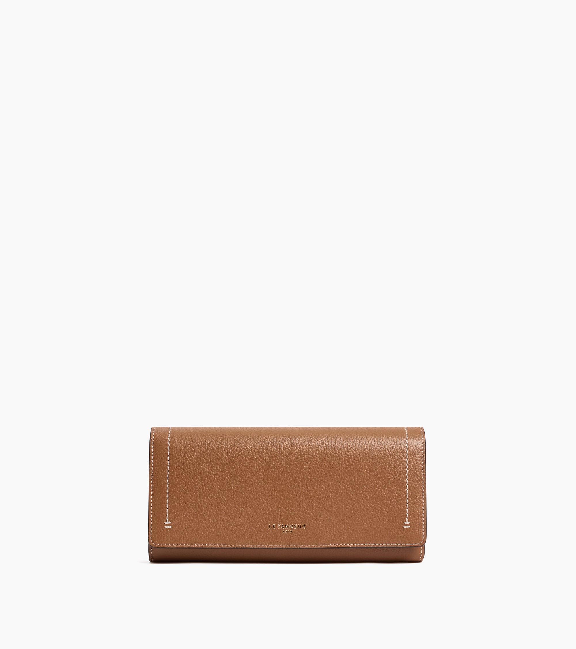 Cartera grande con solapa Louison de piel granulada