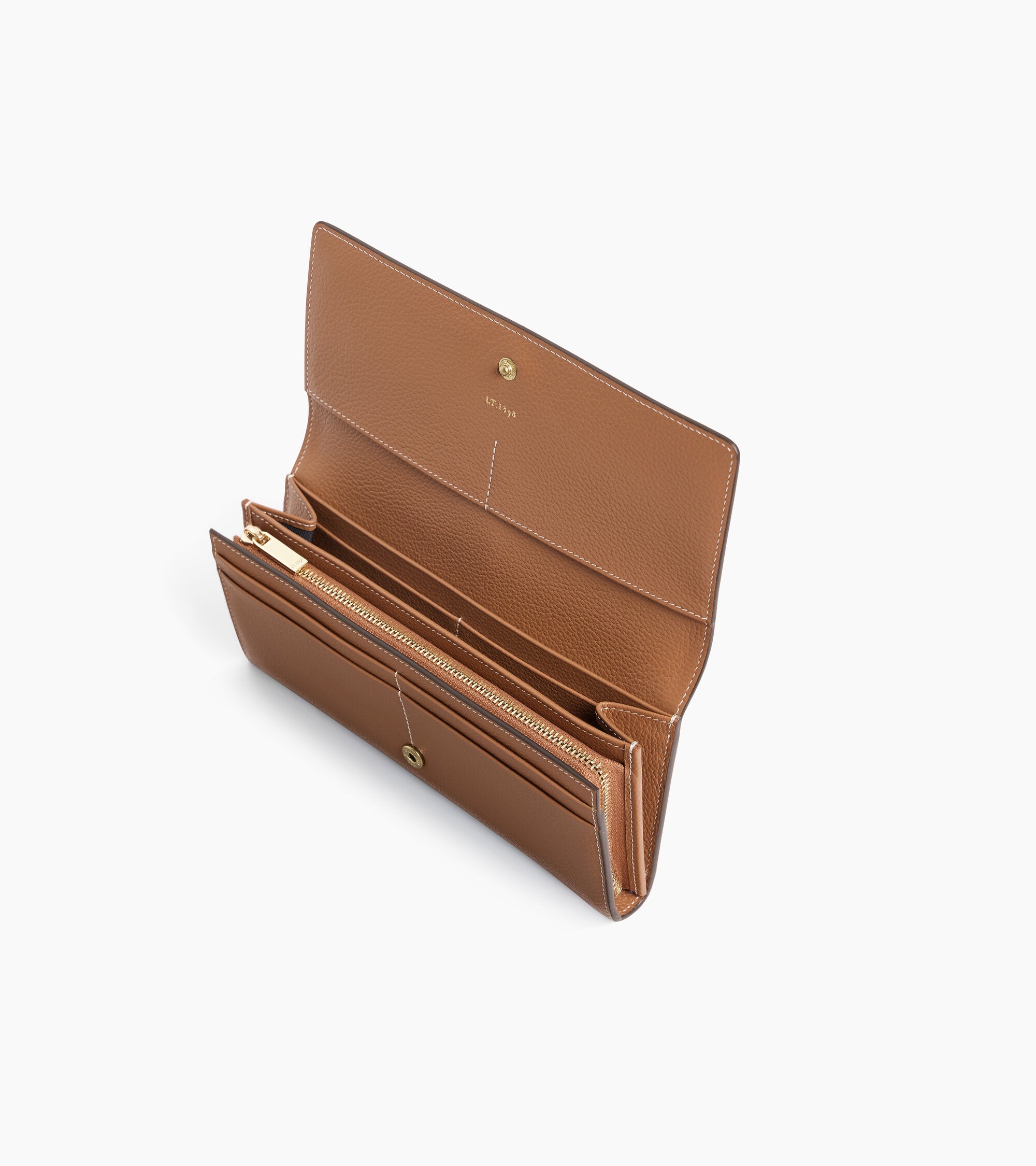 Cartera grande con solapa Louison de piel granulada