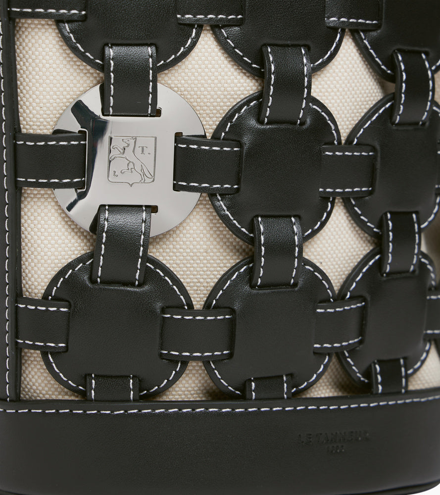 Petit sac seau Le Potier en toile coton et cuir lisse